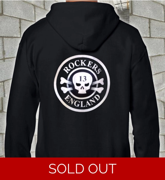 Rockers England Classic Original Logo Zip fronted Hoody UK P&P Included